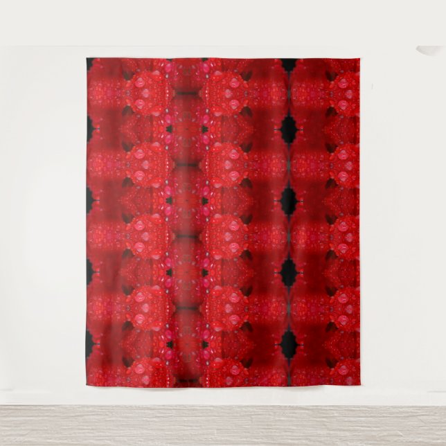 Rainy Red Dianthus Ikat 4 Wandteppich (Vorderseite)