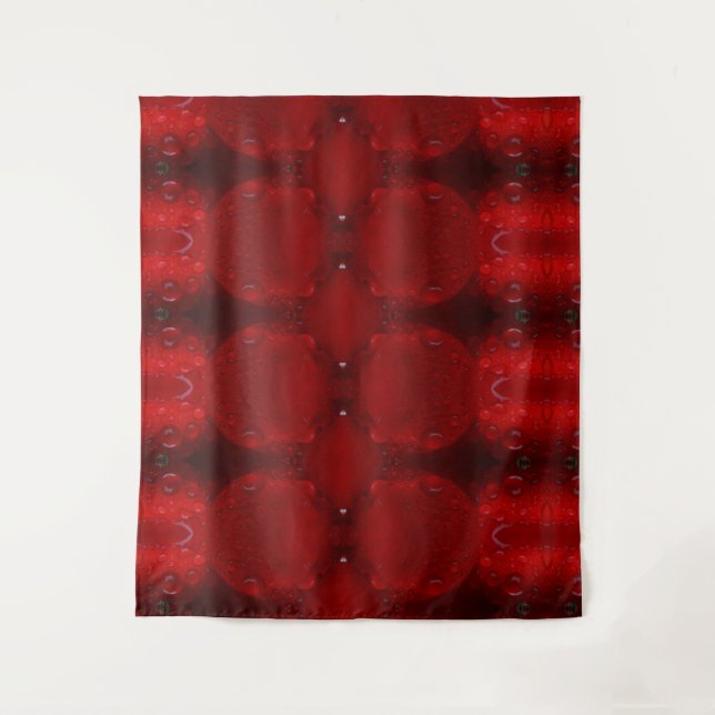 Rainy Red Dianthus Ikat 6 Wandteppich (Vorderseite)