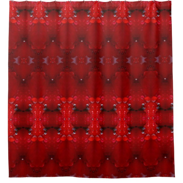 Rainy Red Dianthus Ikat Auch Duschvorhang (Vorderseite)