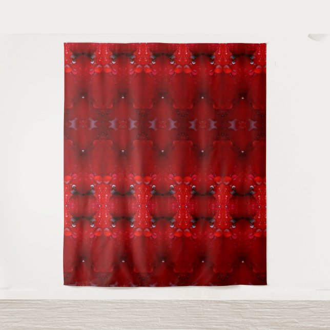 Rainy Red Dianthus Ikat Auch Wandteppich (Vorderseite)