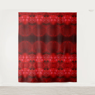 Rainy Red Dianthus Ikat Too Wandteppich