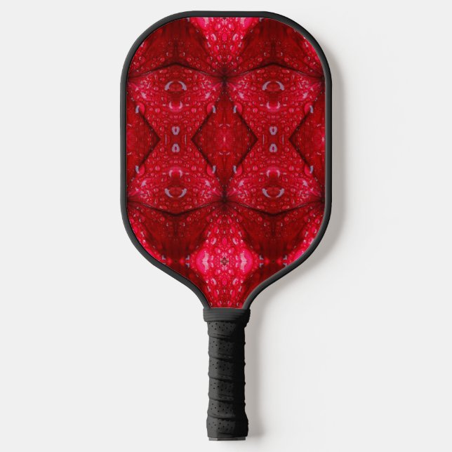 Rainy Red Petunia Ikat Too Pickleball Schläger (Vorderseite)