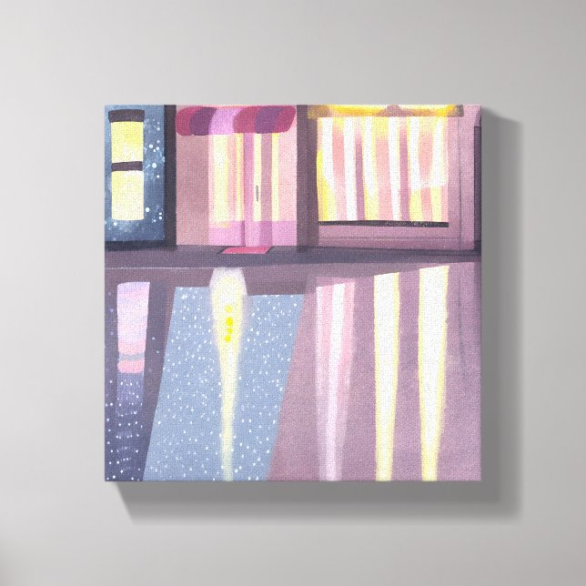 Rainy Reflections | Lofi Contemporary Watercolor Leinwanddruck (Vorderseite)