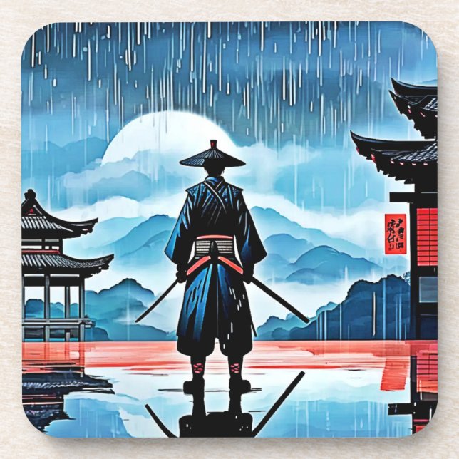 Rainy Samurai: Stille Vigil Getränkeuntersetzer (Vorderseite)