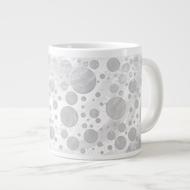 Rainy Sky Gray Polka Dots Jumbo-Tasse (Vorderseite Rechts)