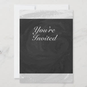 Rainy Sky Gray und Black Monogram Einladung