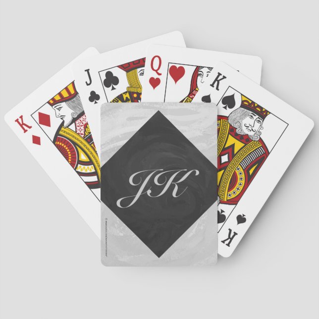 Rainy Sky Gray und Black Monogram Spielkarten (Rückseite)
