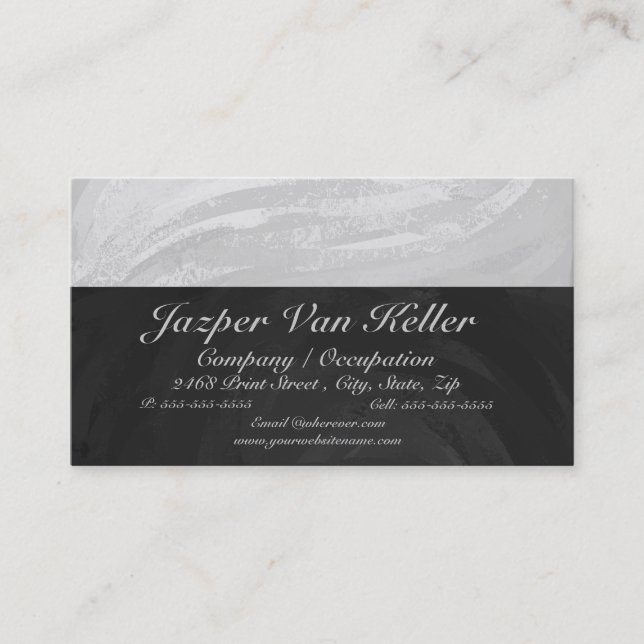 Rainy Sky Gray und Black Monogram Visitenkarte (Vorderseite)