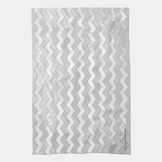 Rainy Sky Gray Zickzack Pattern Handtuch (Vertikal)