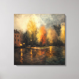 Rainy town abstrakt Ai art Leinwanddruck
