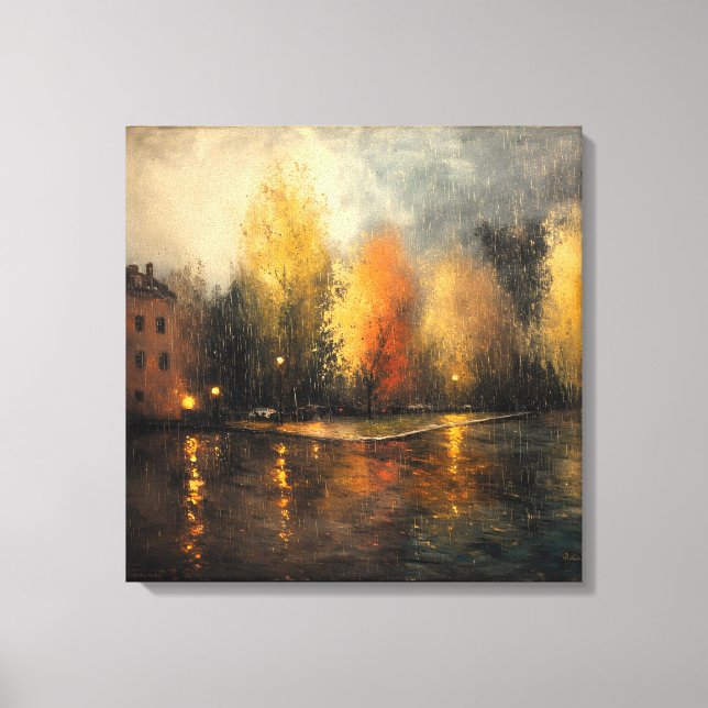 Rainy town abstrakt Ai art Leinwanddruck (Vorderseite)