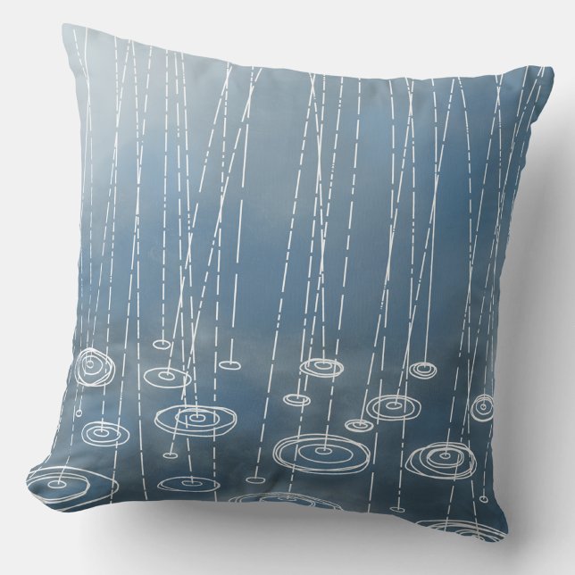 Rainy Weather Blue Kissen (Rainy weather art throw pillow)
