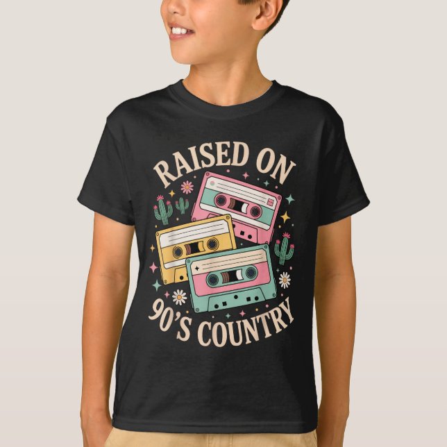 Raised On 90's Country Music Retro Cette Design  T-Shirt (Vorderseite)