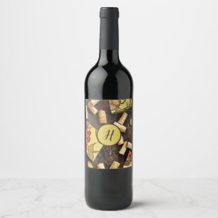 Raisins et corks Étiquettes artistiques du vin