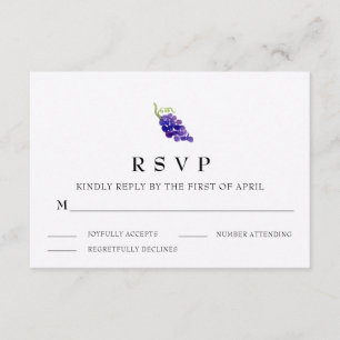 Raisins sur la carte RSVP de mariage du vin de vig