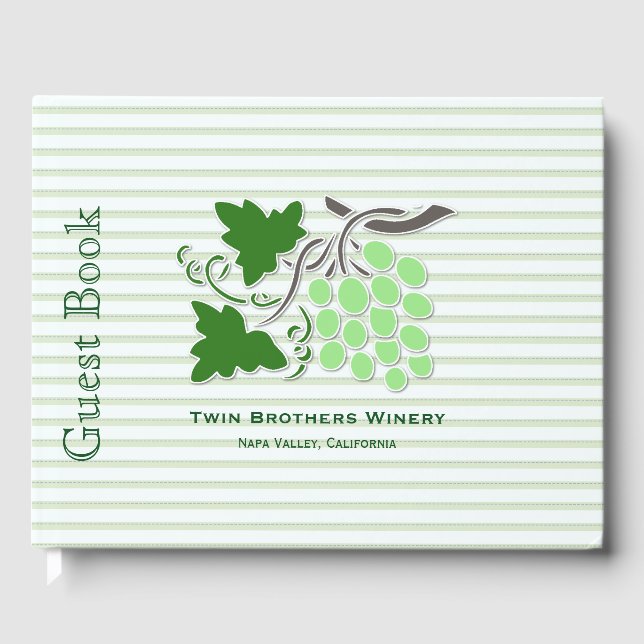 Raisins verts sur Stripes Thème du vin Livre d'hôt (Recto)