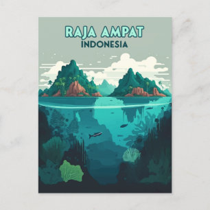 Raja Ampat Indonesien Unterwasser-Tauch-Retro Postkarte