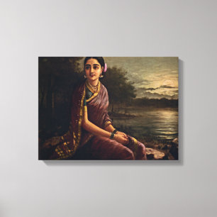 Raja Ravi Varma - Radha im Mondlicht Leinwanddruck