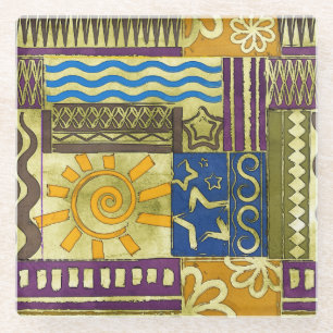 Rajasthan Indian, Patchwork-Teppich-Textur. Glasuntersetzer