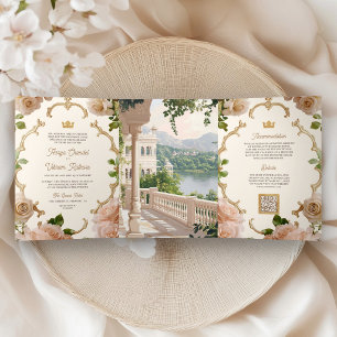 Rajasthan Royal Lake Palace Indische Hochzeit QR C Dreifach Gefaltete Einladung