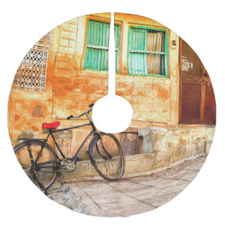 Rajasthan Street Scene: Indischer Stil Polyester Weihnachtsbaumdecke