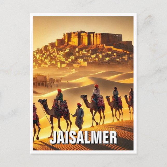 Rajasthan Thar Desert Jaisalmer India Travel Postkarte (Vorderseite)