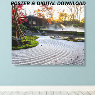 Raked Sand Garden mit japanischen Ahorn Poster