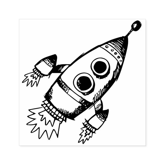Rakete auf den Weltraum Gummistempel (Prägung)