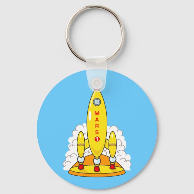 Rakete auf Mars Schlüsselanhänger (Vorderseite)