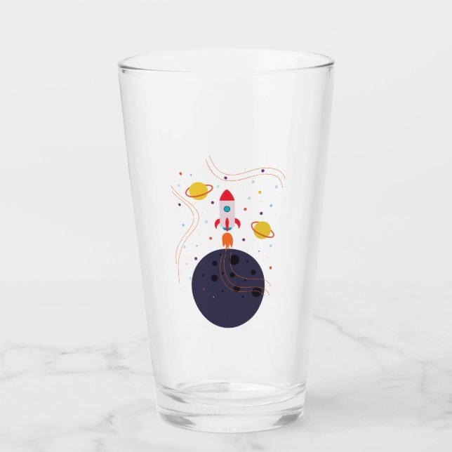 Rakete im Weltraumastronauten-Party Glas (Vorderseite)