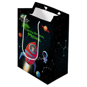 Rakete mit Foto   Birthday Astronaut UFO Alien Mittlere Geschenktüte
