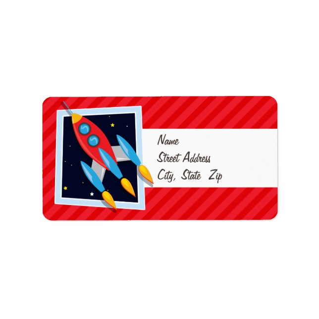 Rakete; Rote Streifen Adressaufkleber (Vorne)