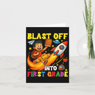 Rakete startet in die lustige erste Klasse Zurück  Karte
