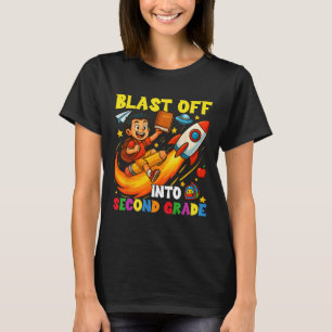 Rakete startet in die zweite Klasse Lustiger Rückw T-Shirt