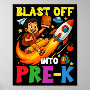 Rakete startet in lustigen Vorschul-Back-to-School Poster