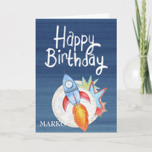 Rakete, süße Kinder zum Geburtstag Karte