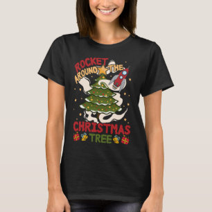 Rakete um den Weihnachtsbaum - Niedlicher Weihnach T-Shirt