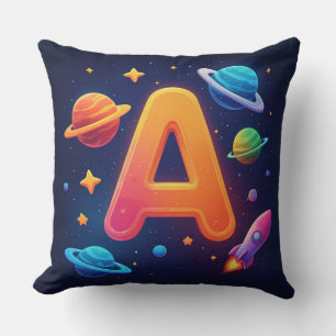 🌌 Rakete Weltraum Buchstabe A Sterne Planeten Kin Kissen