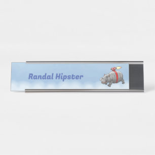 Raketen Nilpferd Schreibtischnamensplakette