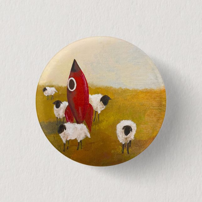 Raketen-Schafe Button (Vorderseite)