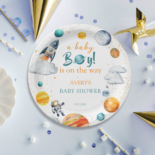Raketen-Schiff-Papier-Teller Weltraum-Baby-Party Pappteller