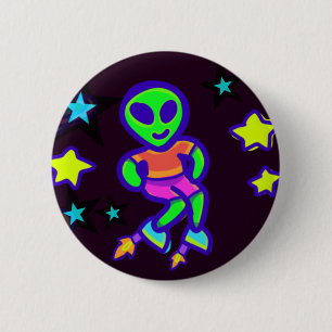 Raketen-Schuh-Alien-Kind-Aliens-im-Weltraum-Pin Button