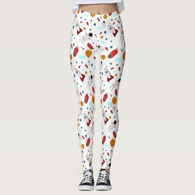 Raketen und Astronauten Leggings (Vorderseite)