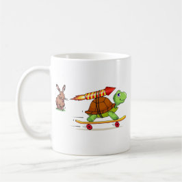 Raketenangetriebene Schildkröte und Hasen Kaffeetasse