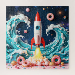 Raketenfahrt durch Donuts und Planeten