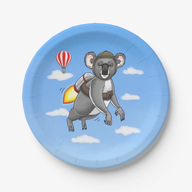 Raketenkoala Pappteller (Vorderseite)