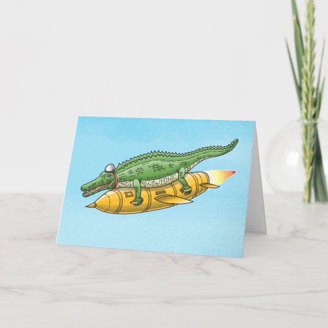 Raketenkrokodil Karte (Vorderseite)