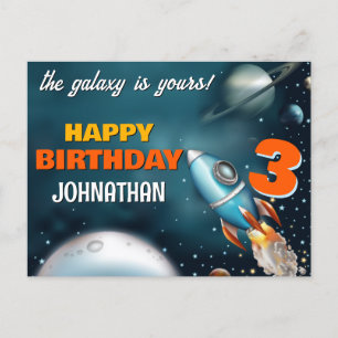 Raketenraum-Abenteuer-Geburtstag Postkarte