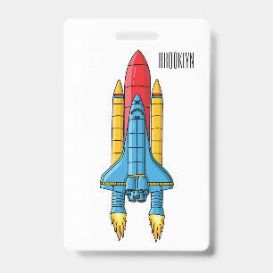 Raketenraumschiff Cartoon-Illustration Ausweis