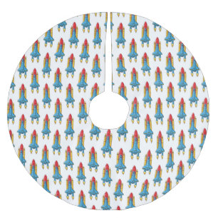Raketenraumschiff Cartoon-Illustration Polyester Weihnachtsbaumdecke